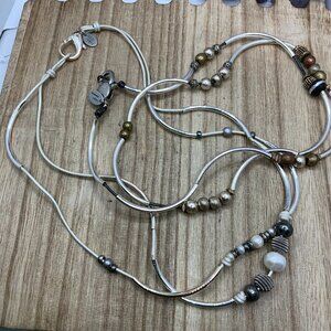 Lizzy James BUNDLE - 2 Silver Tone Beaded Boho Necklace